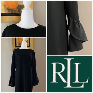 NWT Lauren Ralph Lauren Tulip Cuffs Black Dress 16